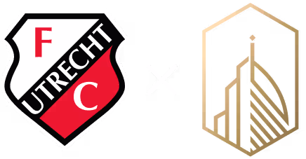 FC Utrecht logo naast modern architectonisch logo, samenwerkingsconcept.