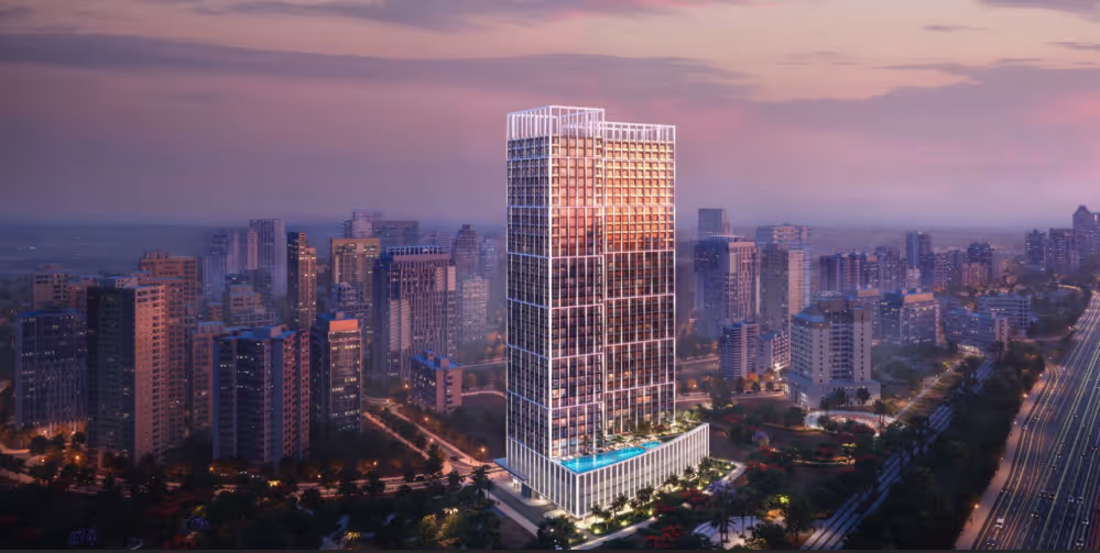 Binghatti Titania is een grootschalige residentiële woontoren in de opkomende wijk Majan, Dubai, ontworpen onder het concept “The Shape of Graceful Poise”. Het project kenmerkt zich door een krachtige, geometrische architectuur met een donker metalen raster dat contrasteert met transparante glasvlakken. Het gebouw bestaat uit 3 kelderlagen, een begane grond, 4 podiumlagen en 32 woonlagen, bekroond met een mechanische verdieping en dak. Het ontwerp combineert visuele impact met functionaliteit en privacy.