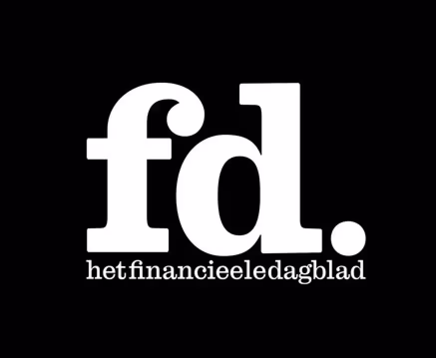 Logo van Het Financieele Dagblad, witte tekst op zwarte achtergrond.