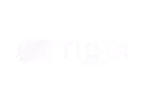 Logo van Tiger Golf met een gestileerd tijgerhoofd links van de tekst.